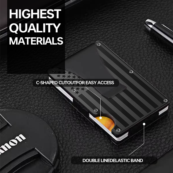 RFID Blocking Minimalist & Slim Black Flag Card Holder