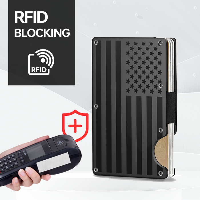 RFID Blocking Minimalist & Slim Black Flag Card Holder